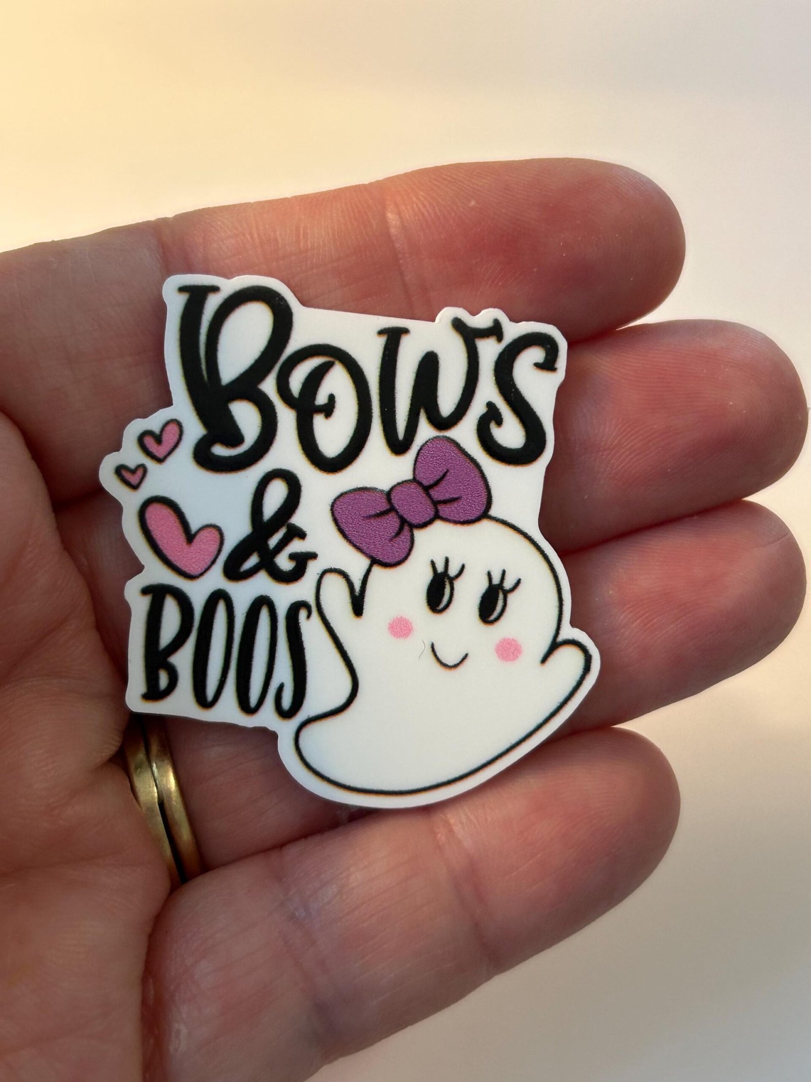 3 bows + boos ghost planar Resins, Flatbacks, Hairbows,hair bow centers, craft supplies, fake bake,cupcake topper, embellishments, Halloween - Image 3