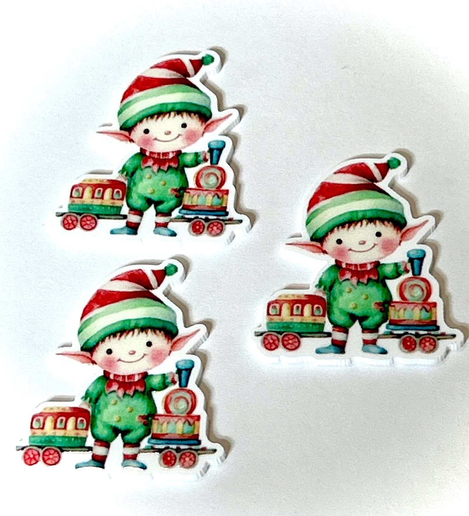 3 Christmas elf planar Resins, Flatbacks, hairbows, hair bow centers, focals, craft supplies, jewelry, bows, badge reels, earrings, keychain - Image 3