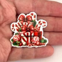 3 candy cane gifts planar Resins, Flatbacks, Hairbows,hair bow centers, craft supplies, jewelry, earrings,, badge reels, DIY, Christmas