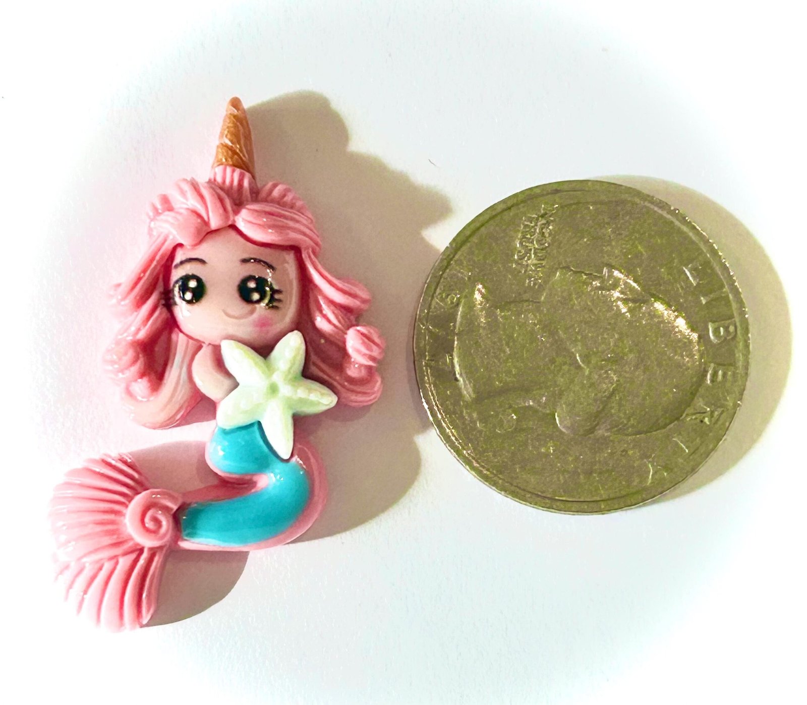 3 Pink Blue Mermaid Flatback Resins, craft supplies, embellishments - Image 3