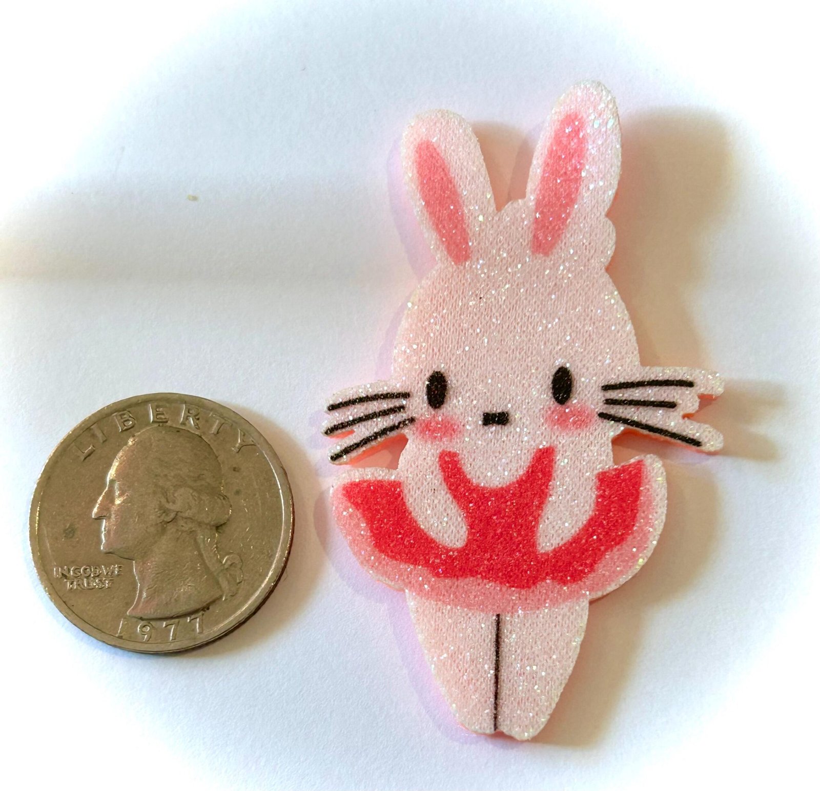2 glitter pink bunny applique embellishments, Easter Felt Shapes - Image 3