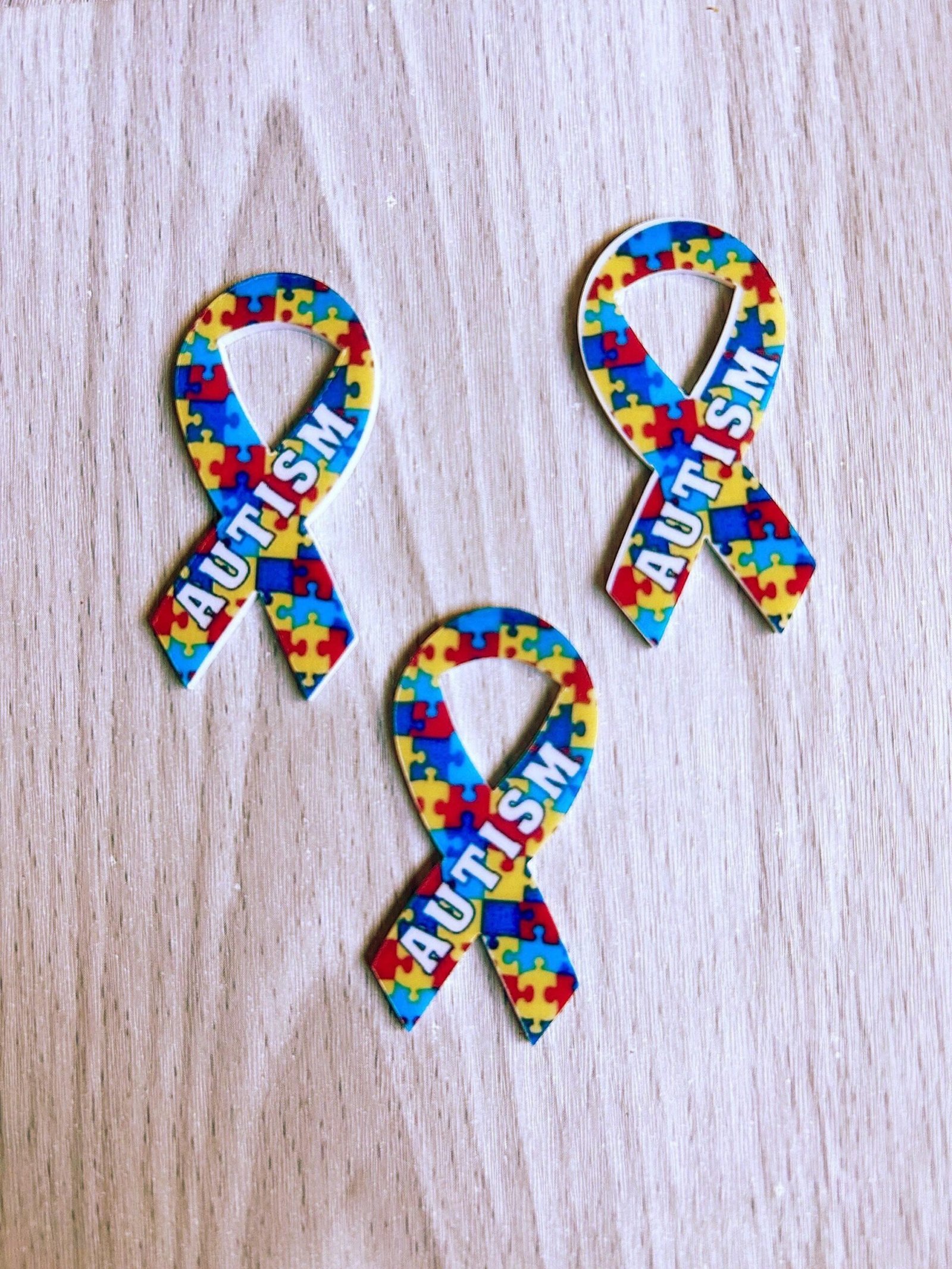 3 Autism neurodivergent planar Resins Flatback hairbow hair bow supplies focal craft supply jewelry bows clips flatbacks DIY awareness ASD