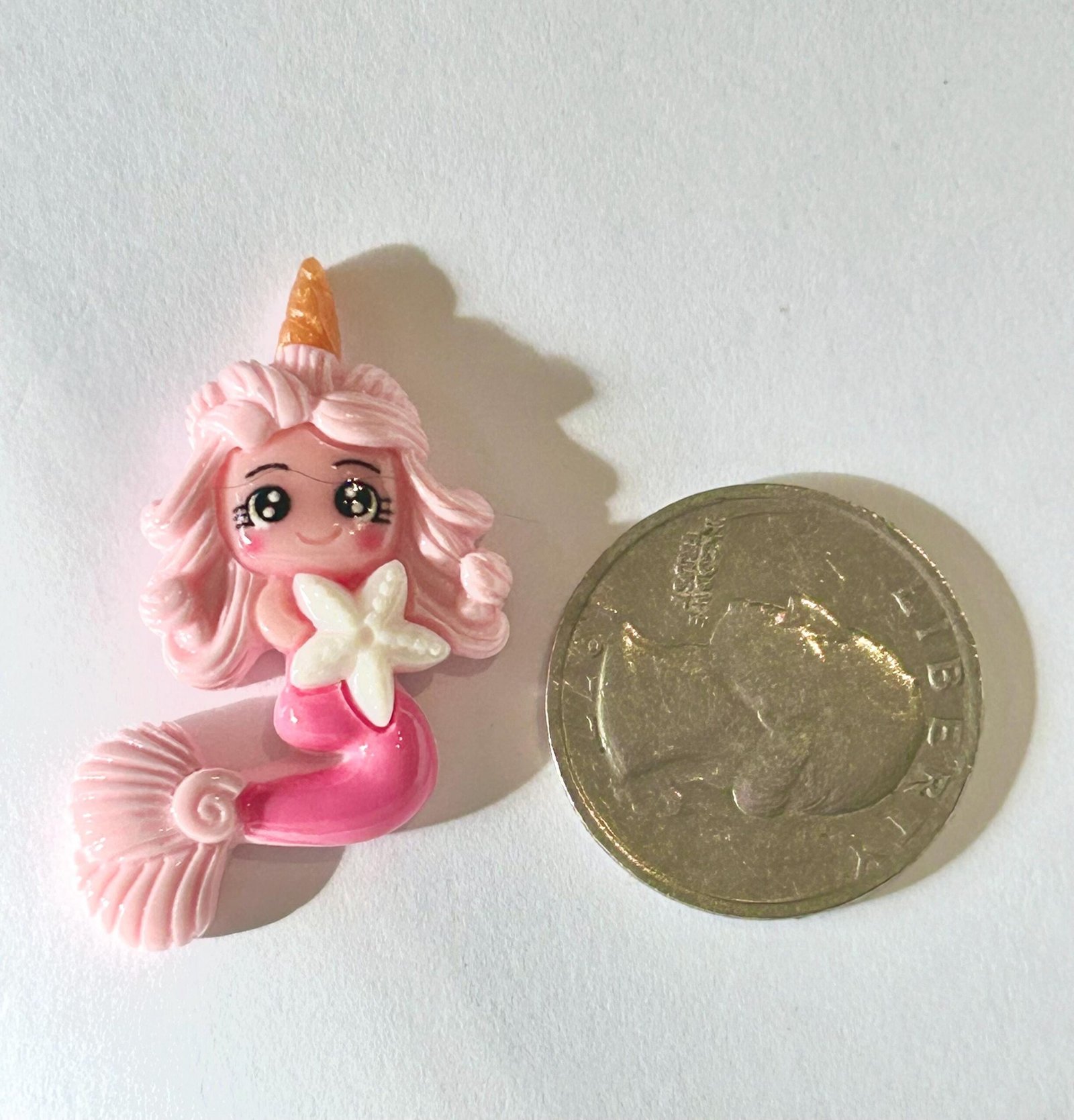 3 Pink Blue Mermaid Flatback Resins, craft supplies, embellishments - Image 6