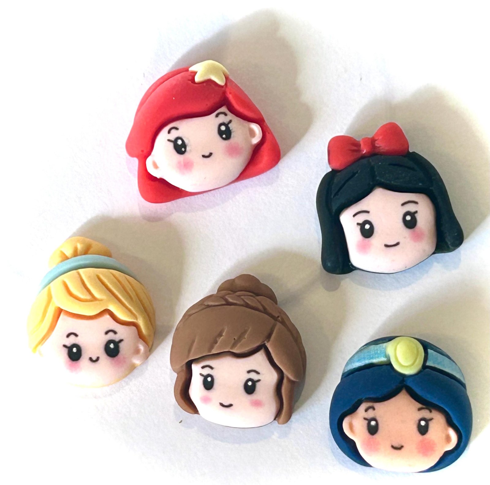 5 Matte Princess Face Flatback Resins, craft supplies - Image 3
