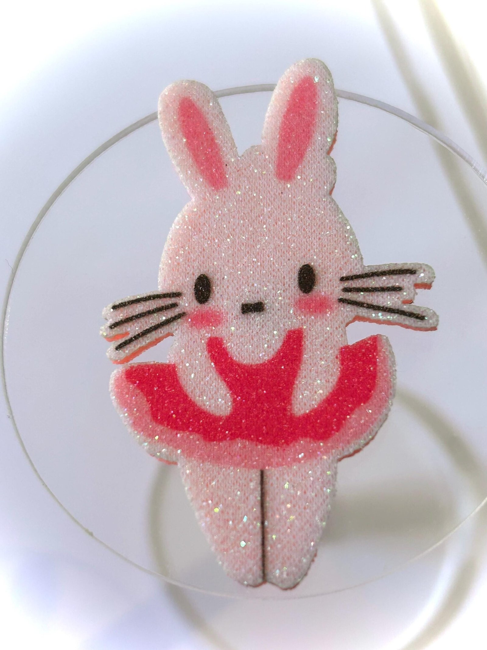 2 glitter pink bunny applique embellishments, Easter Felt Shapes - Image 5