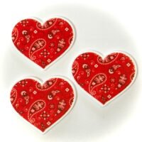 3 red bandana heart valentines Planar Resins